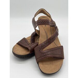 Jambu Womens Brown Leather Sandals Size 8 Comfort Footbed Adjustable Straps